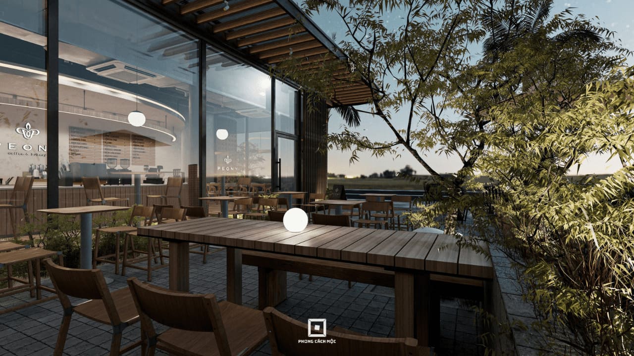 Mẫu Quán Cafe Đẹp Với Không Gian Mở