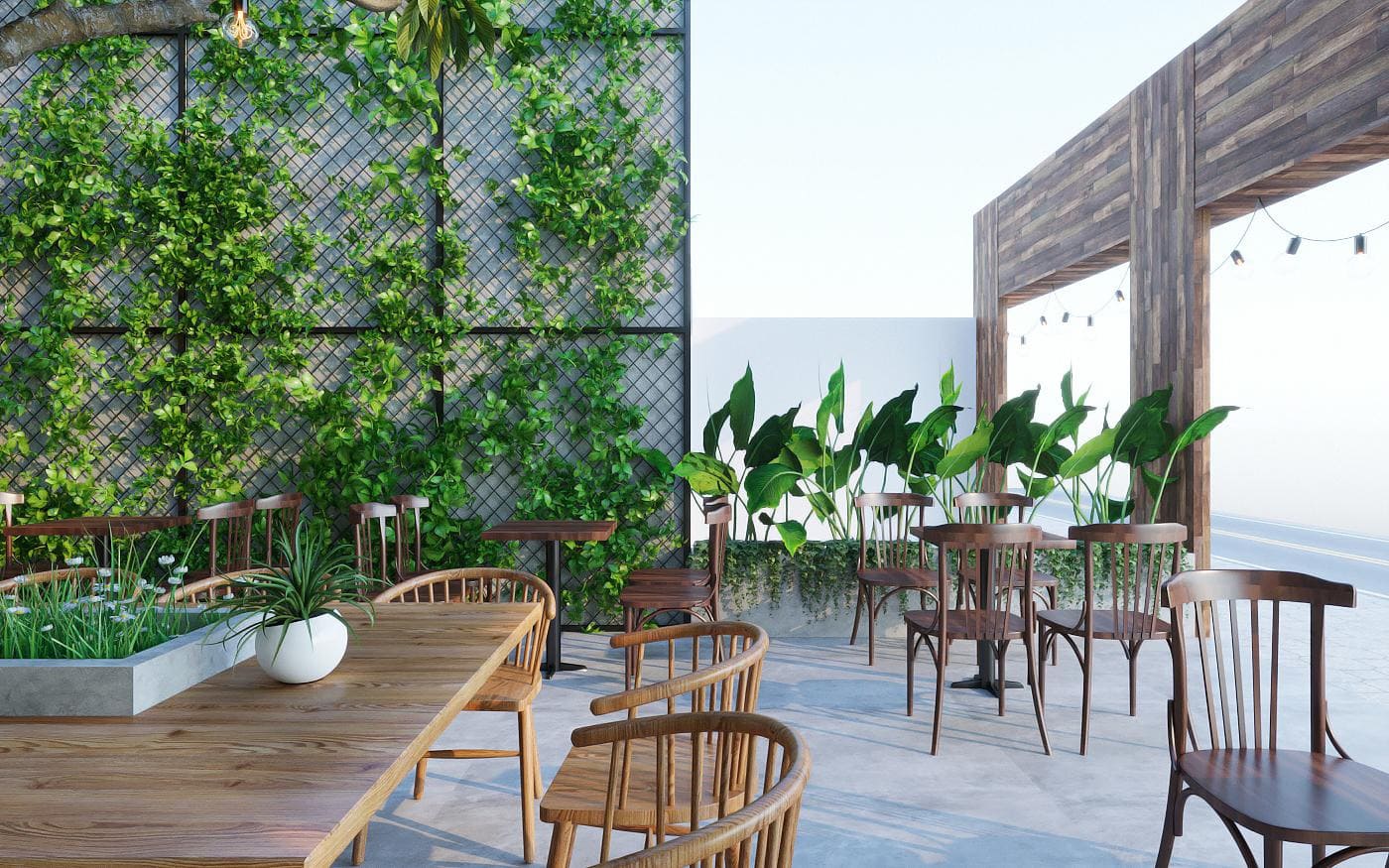Mẫu Quán Cafe Đẹp Với Không Gian Mở