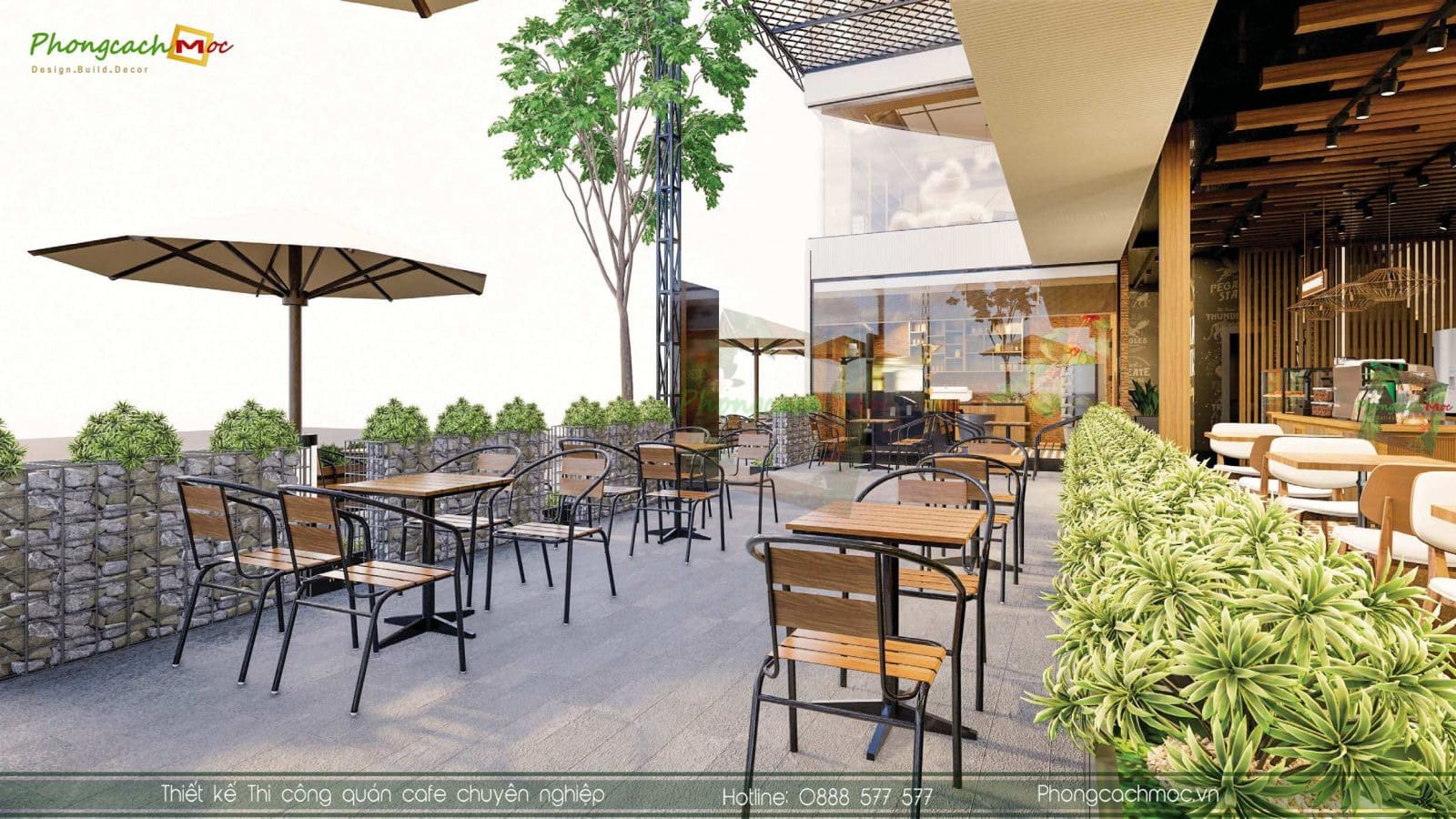 Mẫu Quán Cafe Đẹp Với Không Gian Mở