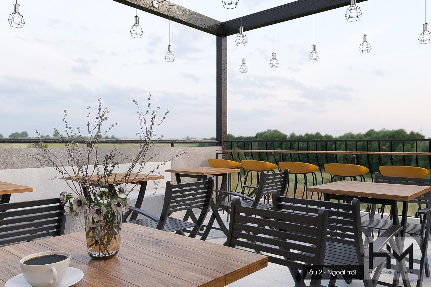 Mẫu Quán Cafe Đẹp Với Không Gian Mở