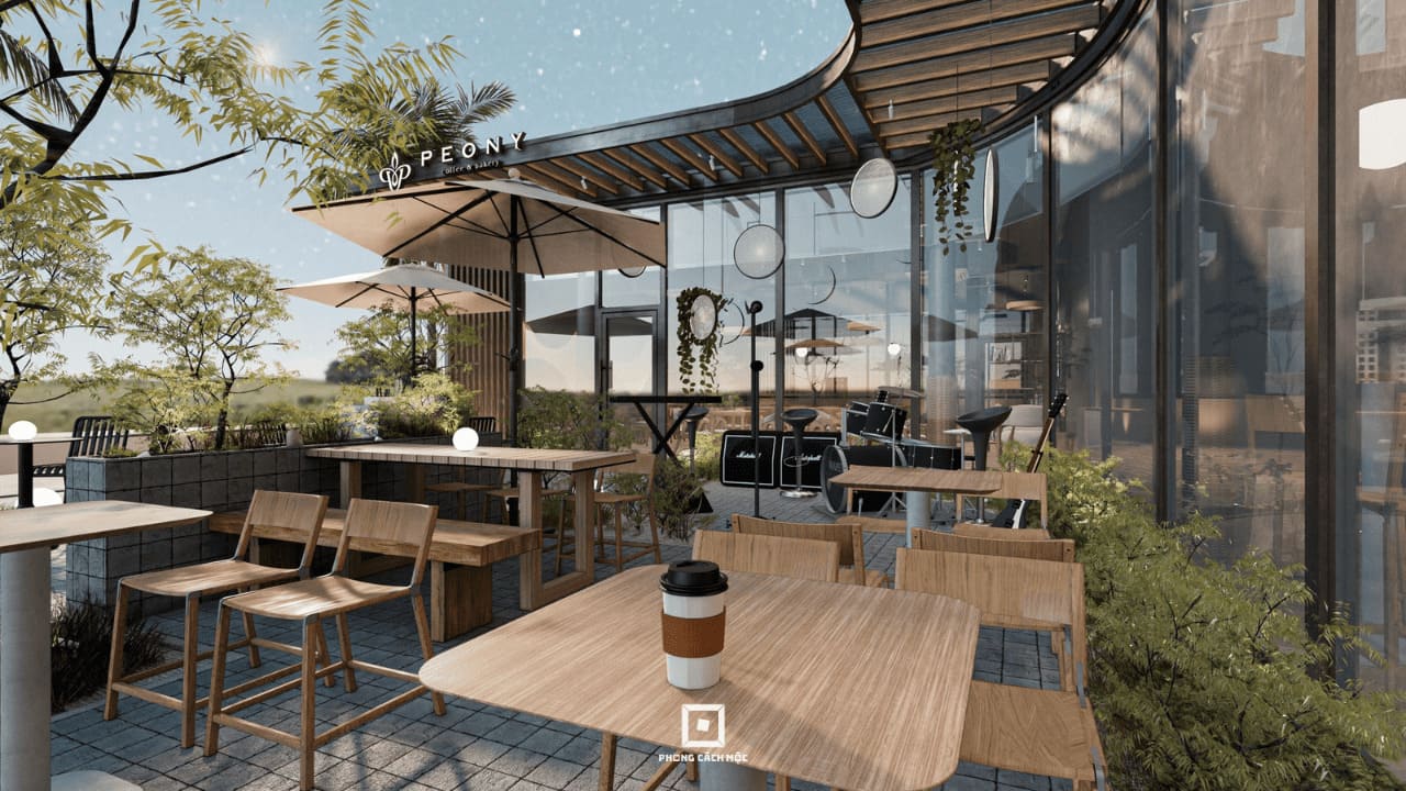 Mẫu Quán Cafe Đẹp Với Không Gian Mở