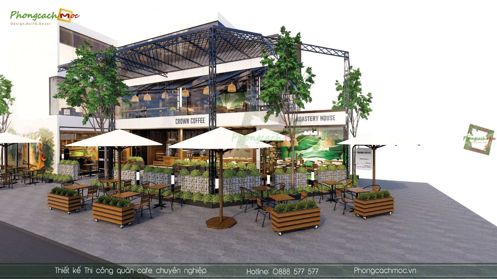 Mẫu Quán Cafe Đẹp Với Không Gian Mở