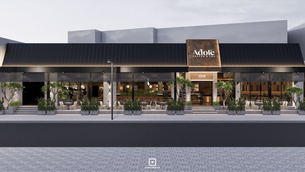 thiết kế mặt tiền Adore Coffee