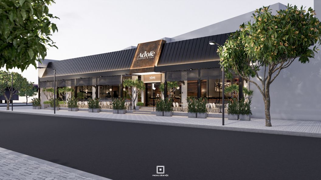 thiết kế mặt tiền Adore Coffee