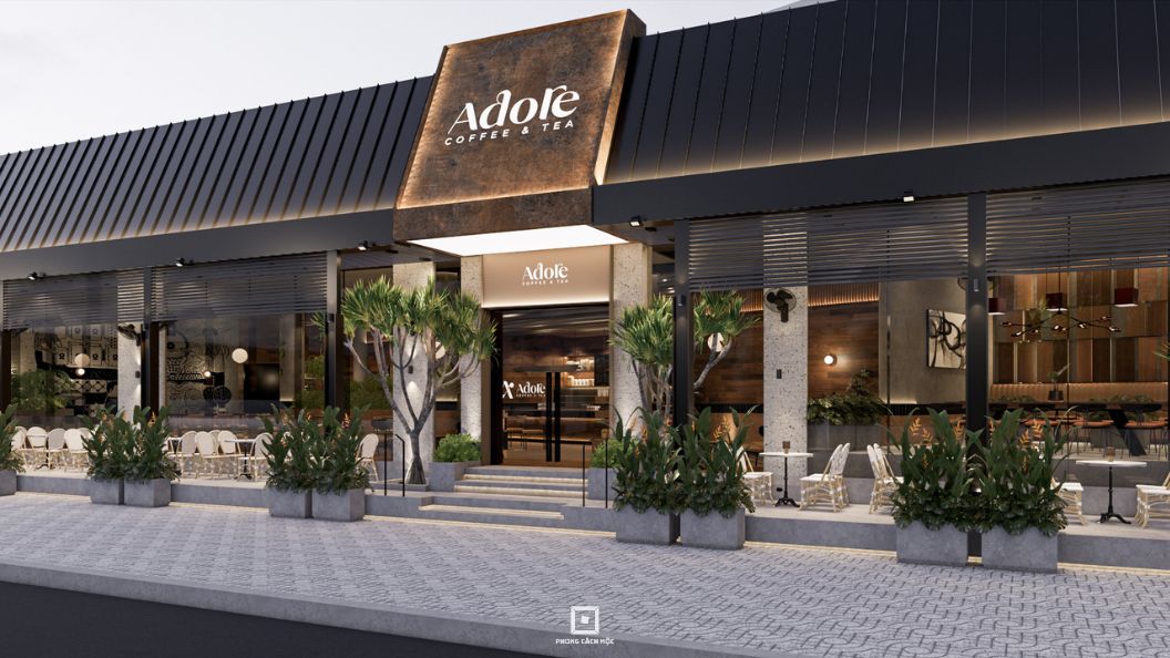 thiết kế mặt tiền Adore Coffee