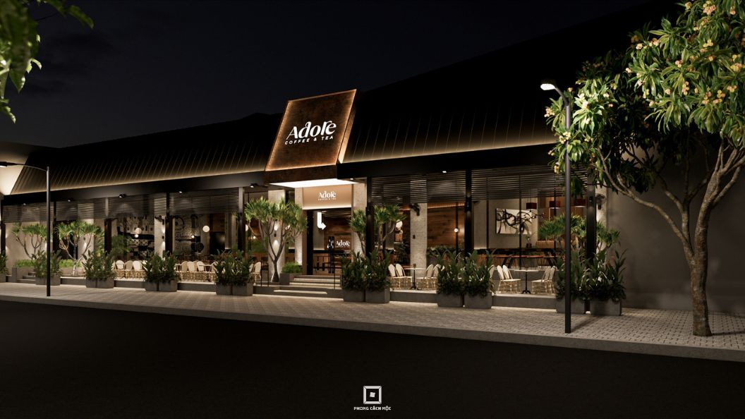 thiết kế mặt tiền Adore Coffee