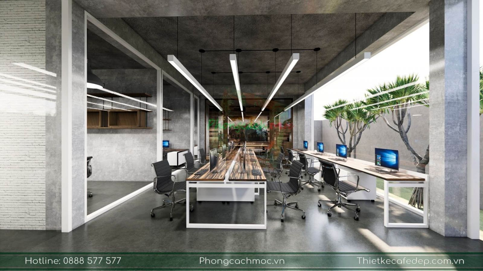 thiết kế với không gian mở cho nội thất văn phòng tự nhiên cho hiệu quả làm việc cao
