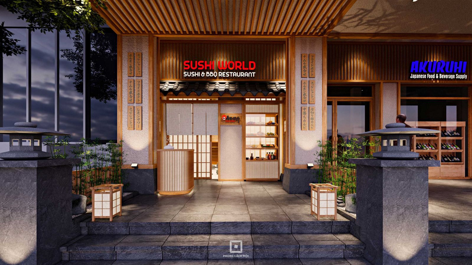 thiết kế nhà hàng sushi world quận 7