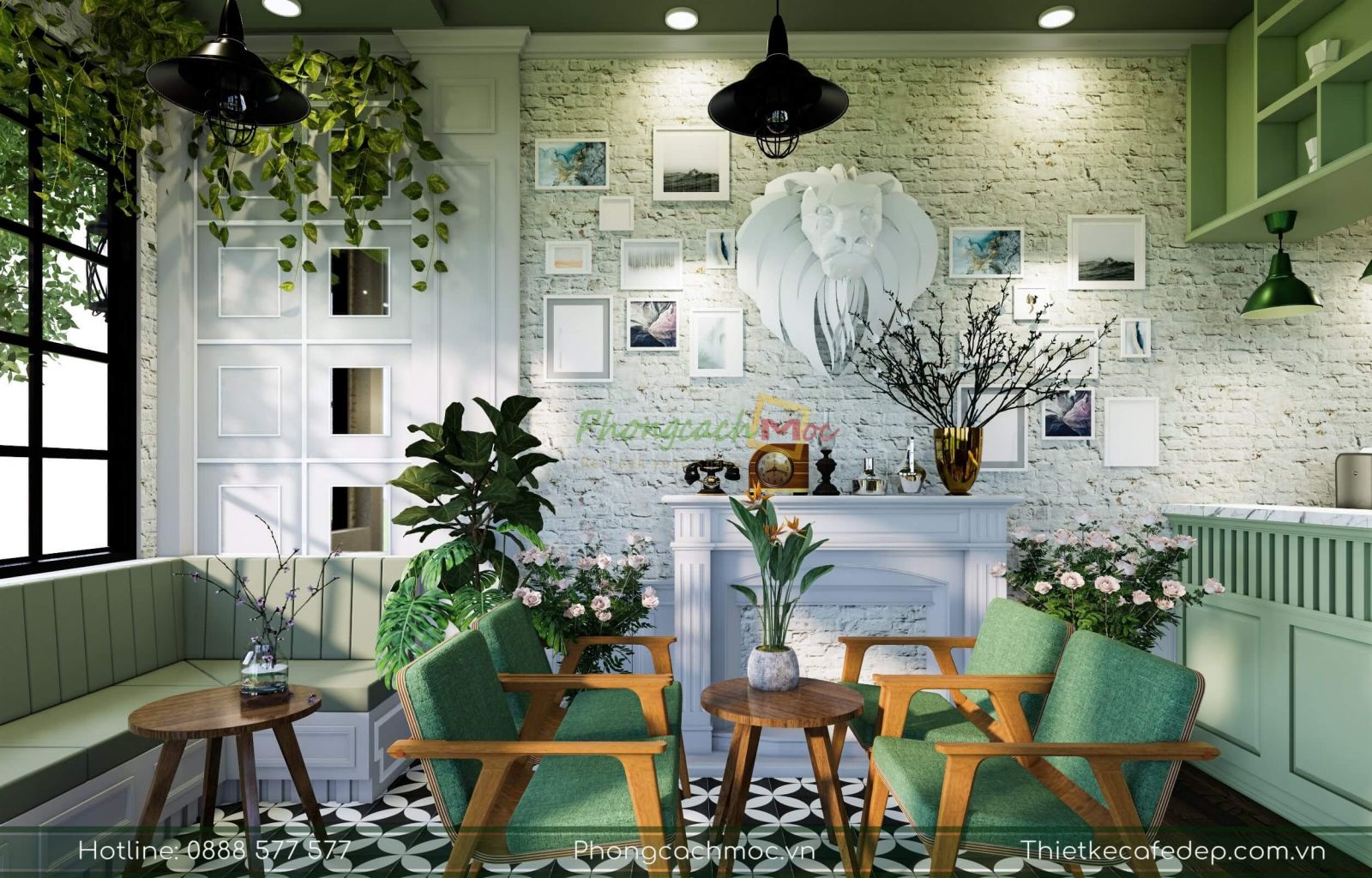 mẫu thiết kế quán cafe tropical diện tích nhỏ
