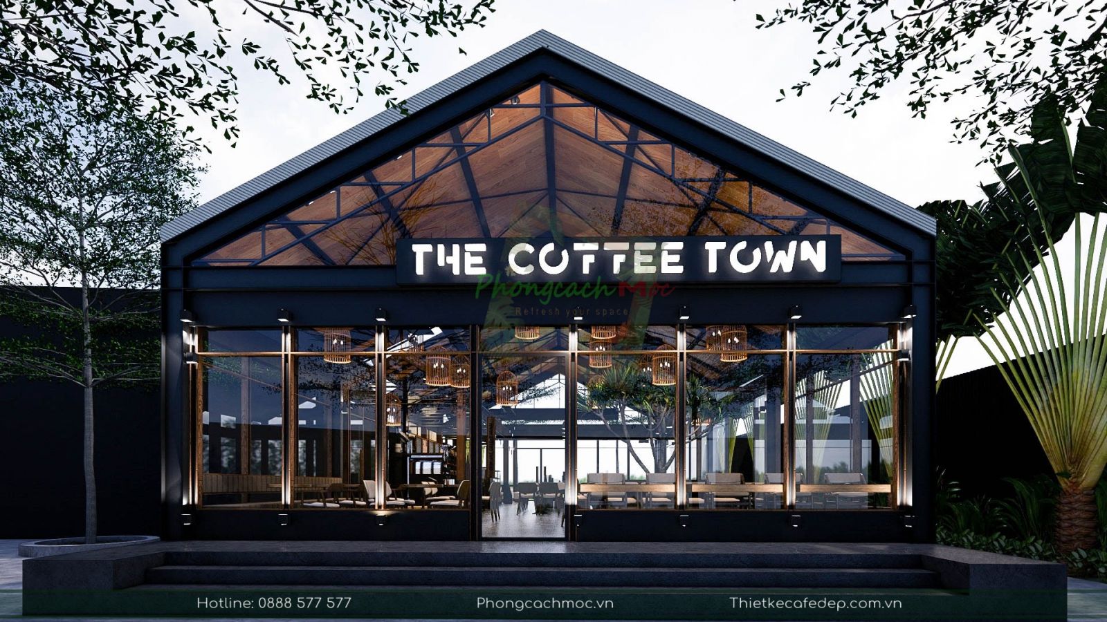 thiết kế quán cafe industrial - the coffee town tại quận 7