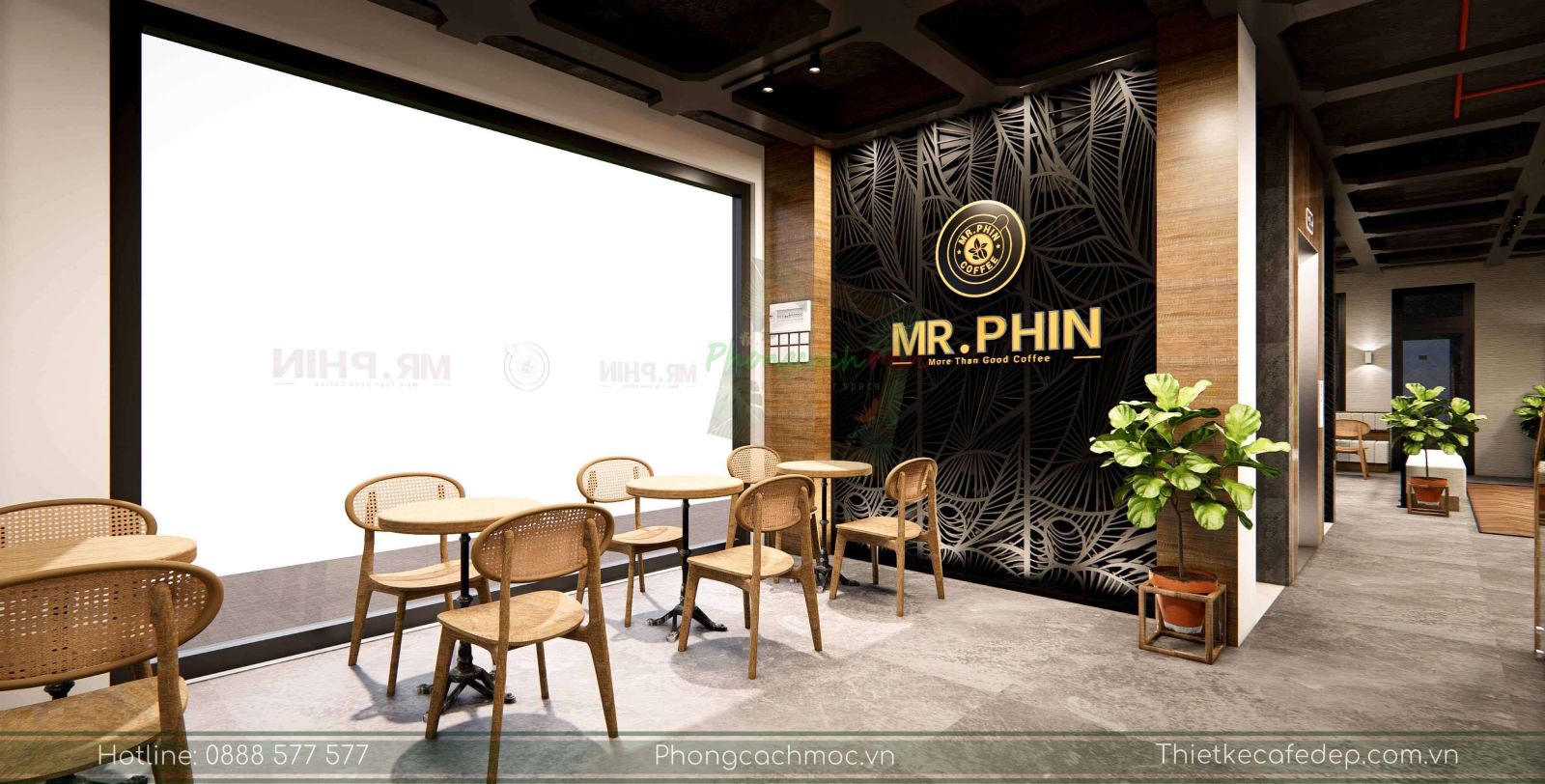 thiết kế quán cafe hiện đại mr phin coffee -3