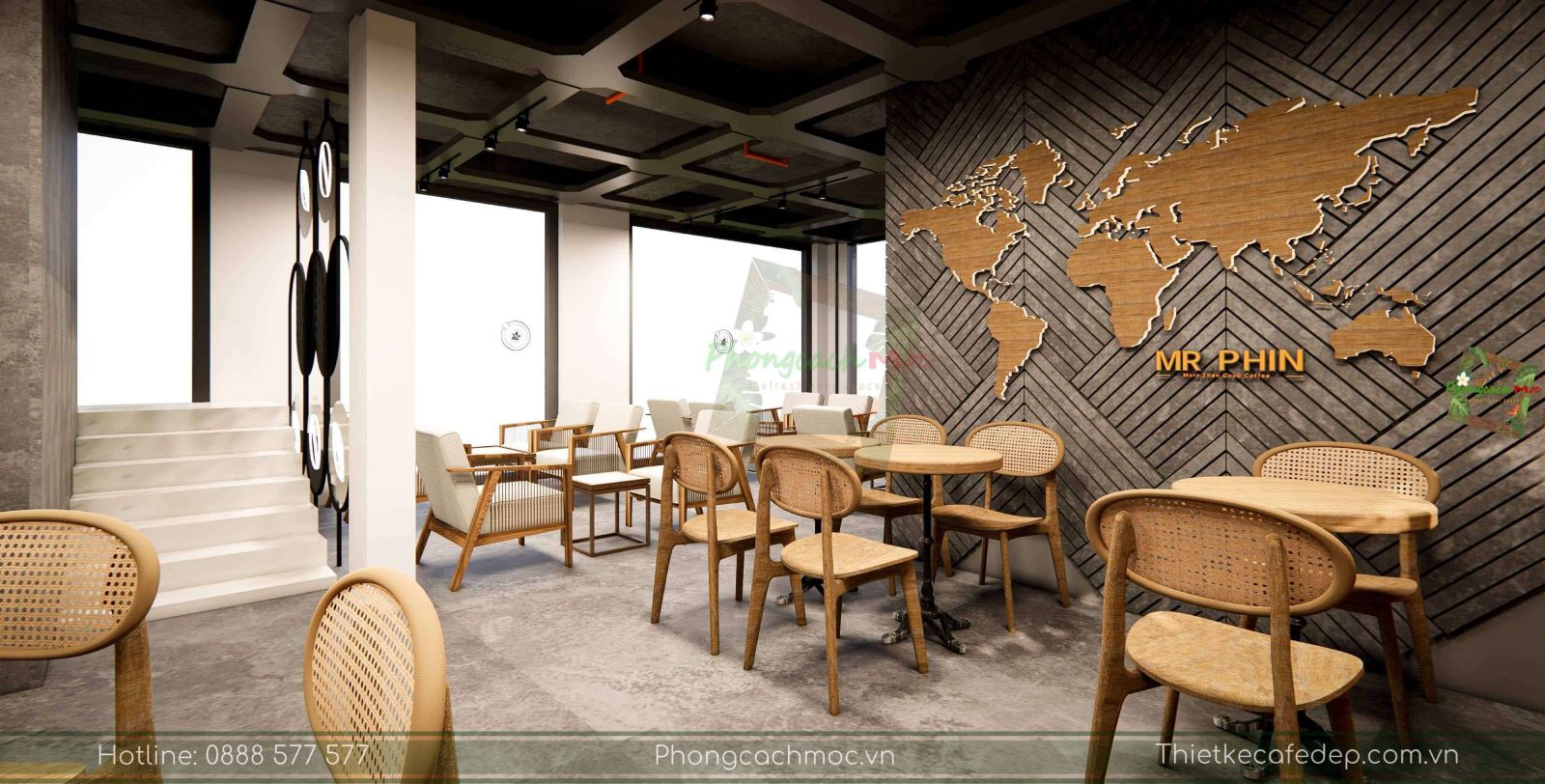 thiết kế quán cafe hiện đại - không gian nội thất quán - 3