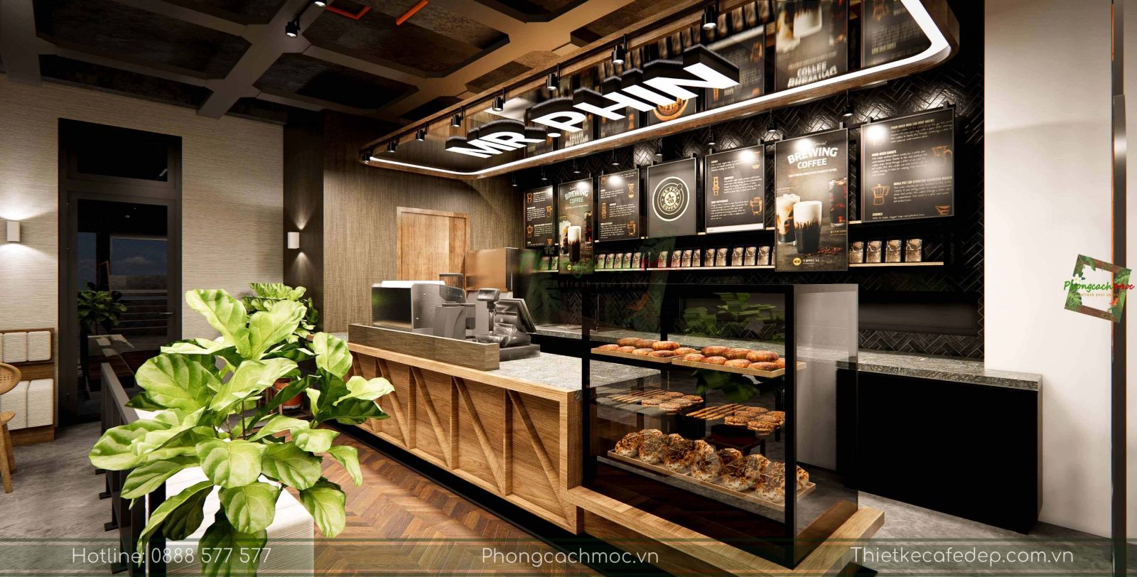thiết kế quán cafe hiện đại mr phin coffee -2v