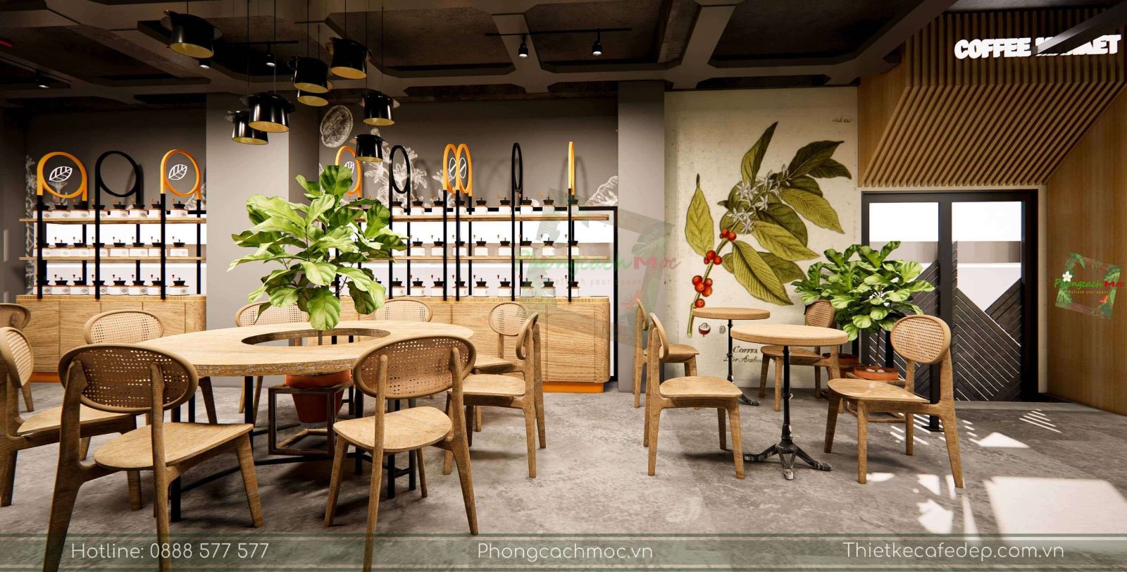 thiết kế quán cafe hiện đại - không gian nội thất quán - 5