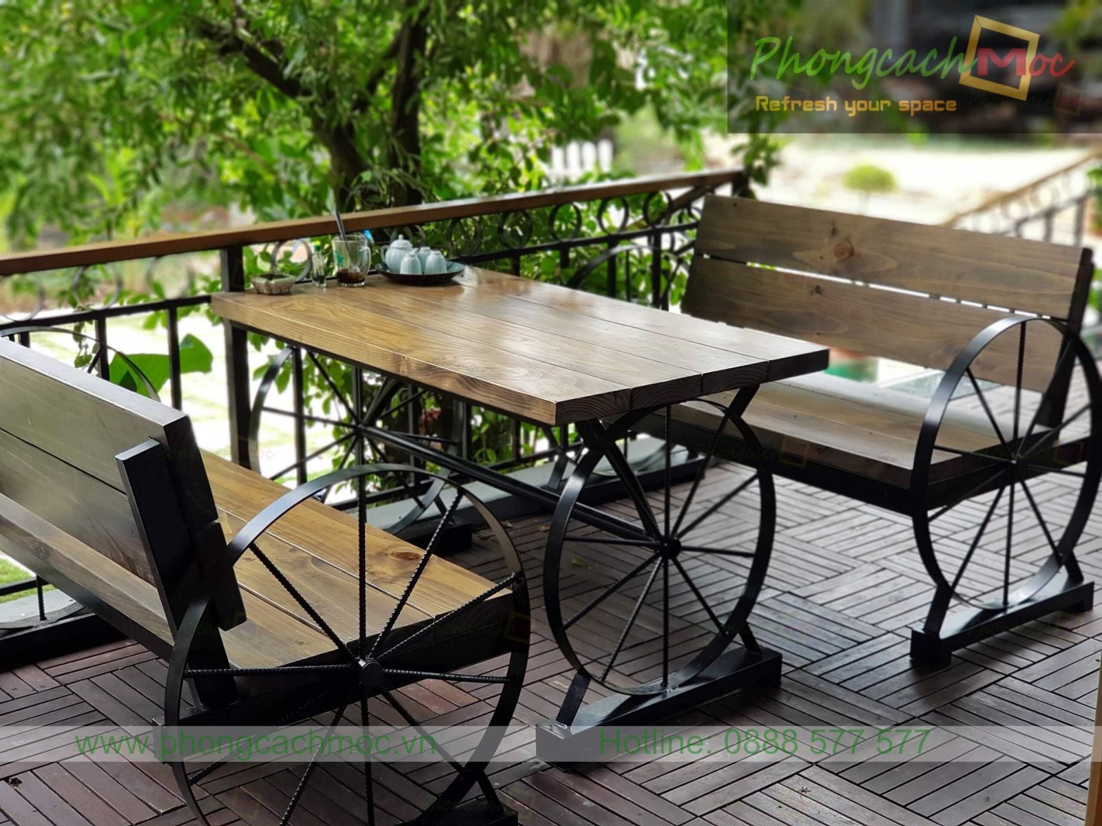 bộ bàn ghế vintage sân vườn mv364