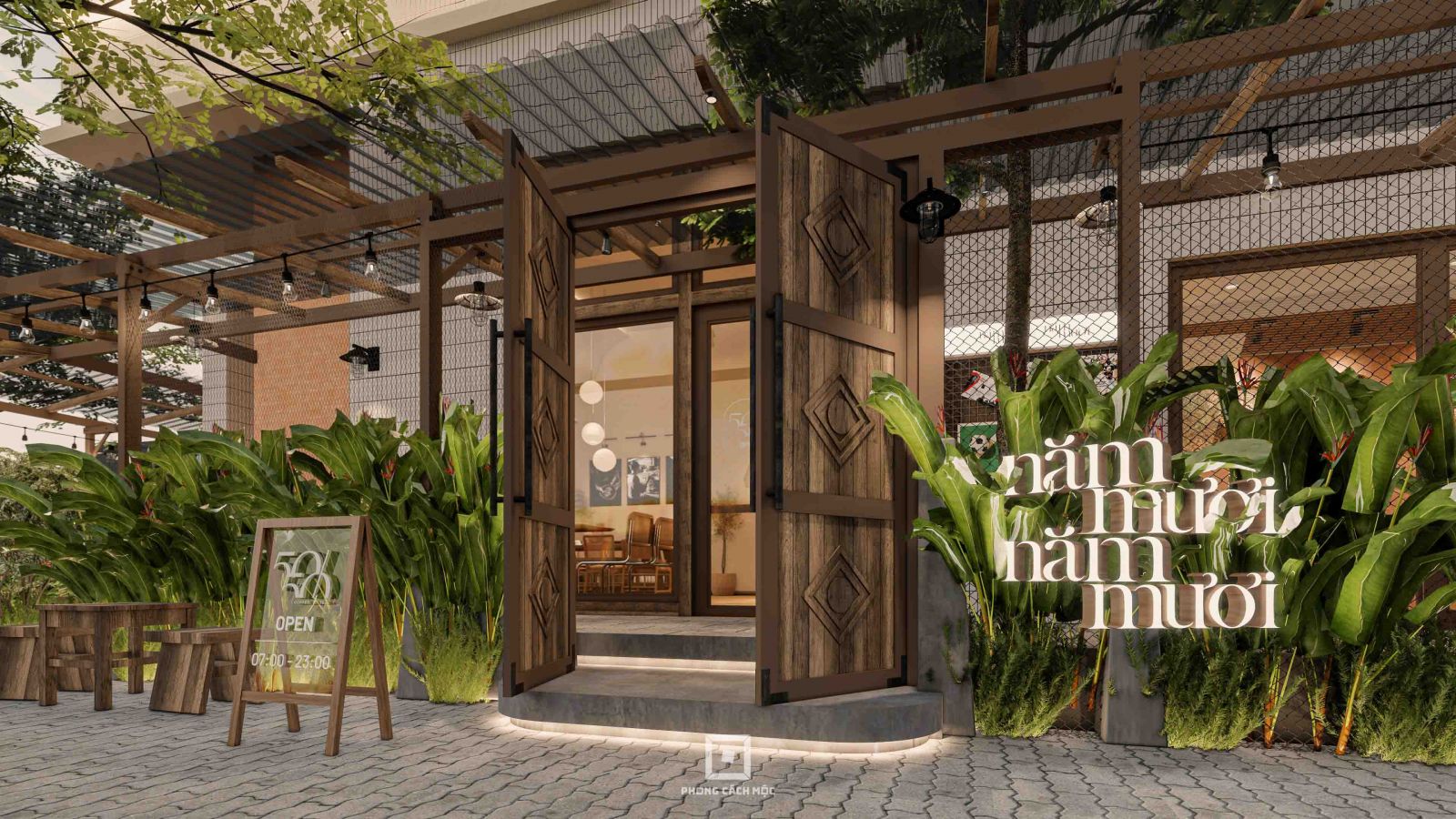 thiết kế quán cafe góc 2 mặt tiền