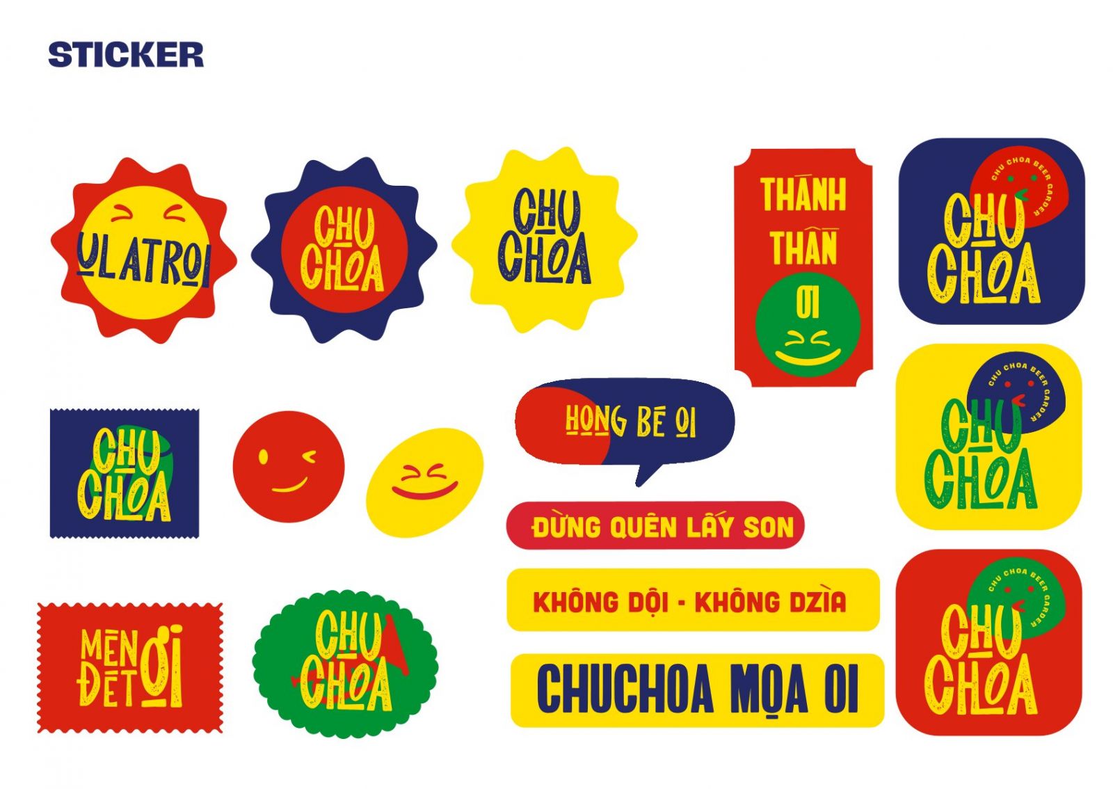 Sticker trong nhận diện thương hiệu Chu Choa Beer Garden