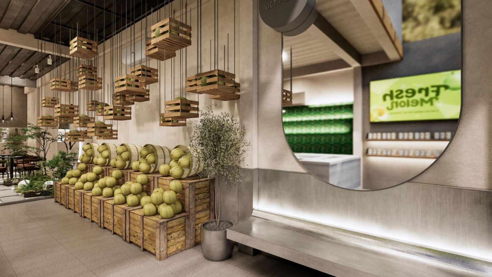 Thiết kế quán cafe lầu 1