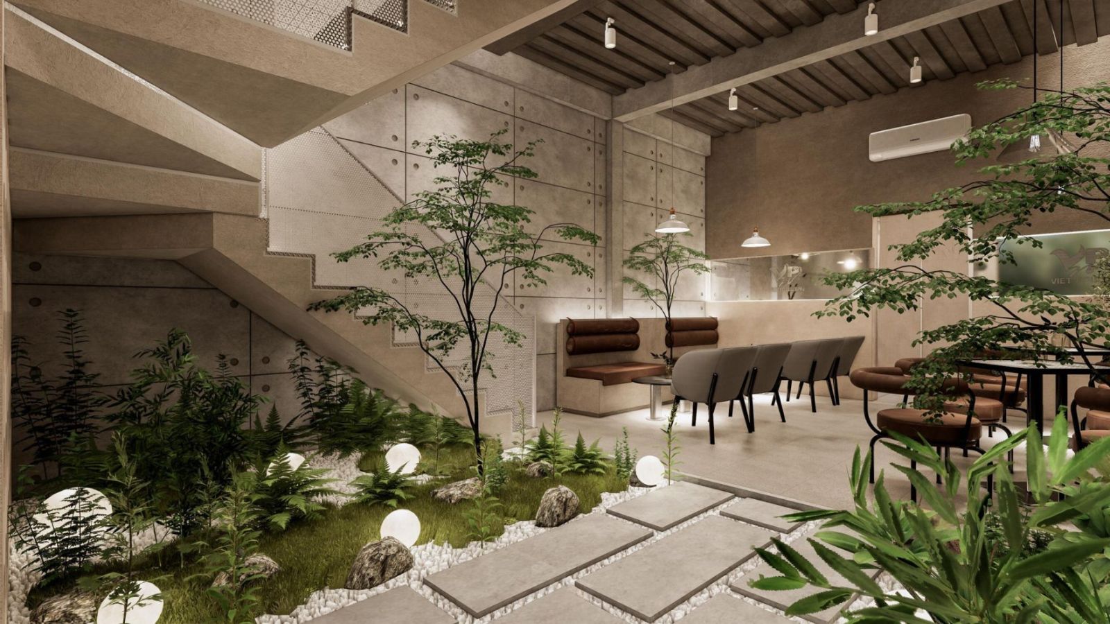 Thiết kế quán cafe lầu 1