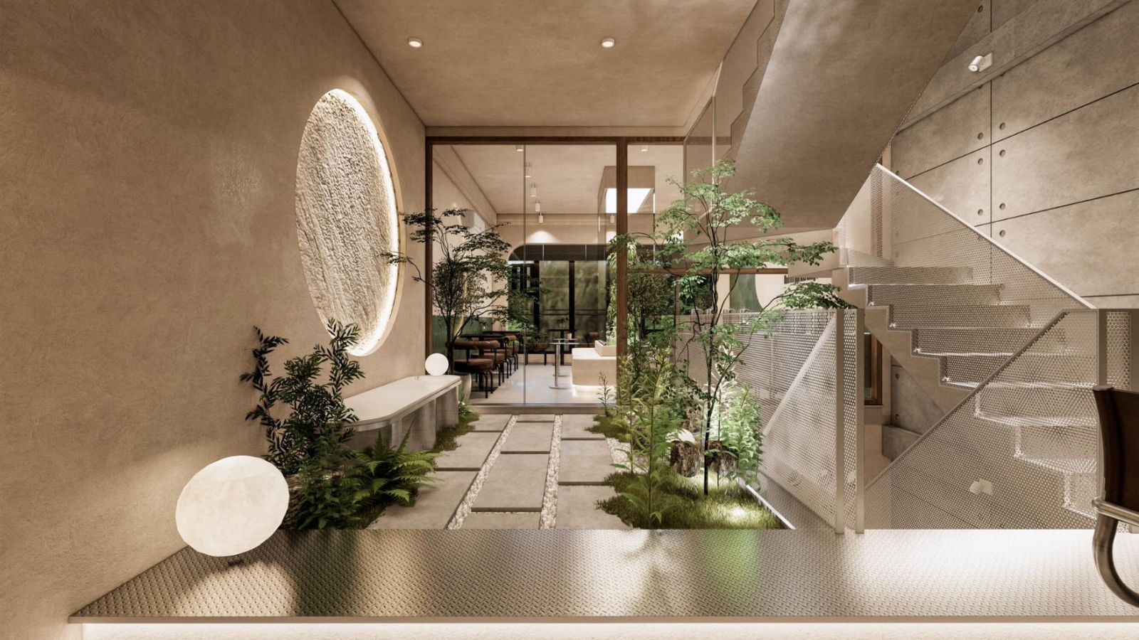 Thiết kế không gian cafe lầu 1