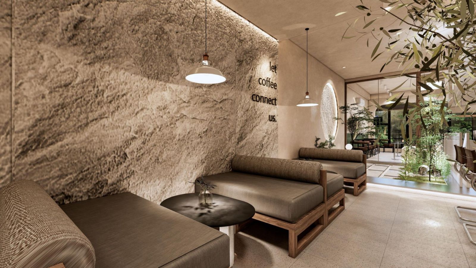 ​ Thiết kế không gian cafe lầu 1  Click and drag to move ​