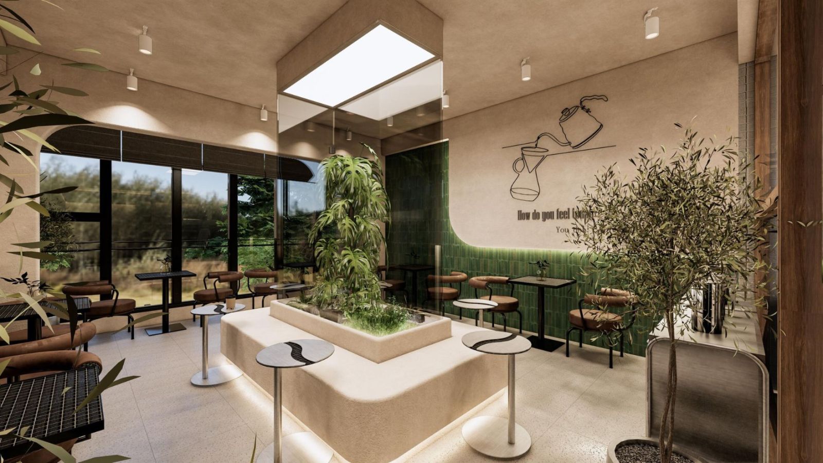 ​ Thiết kế không gian cafe lầu 1  Click and drag to move ​