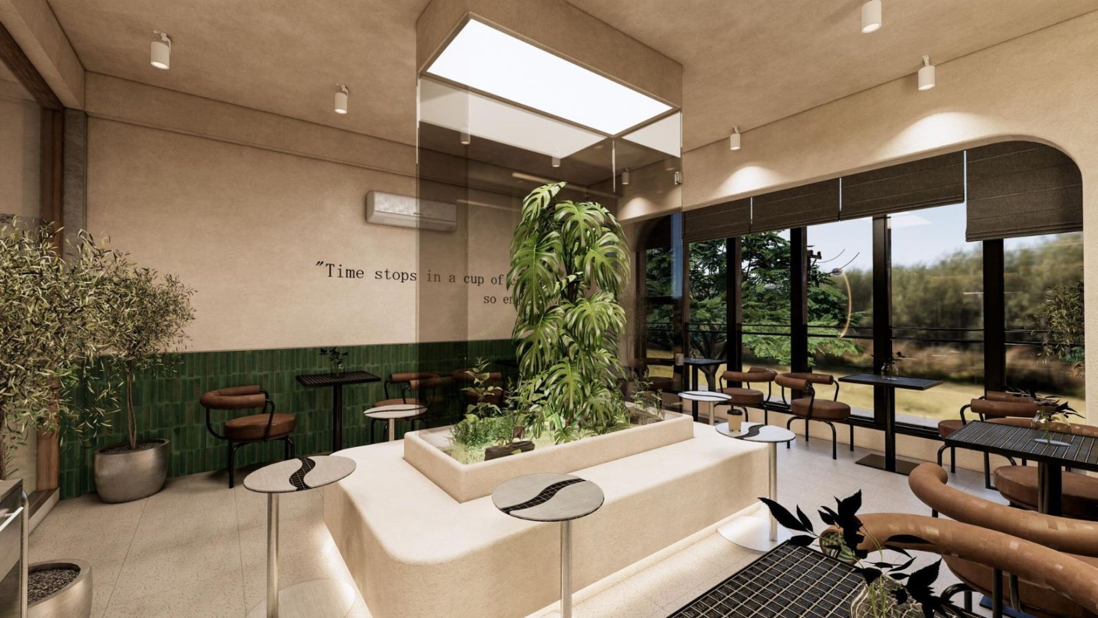 ​ Thiết kế không gian cafe lầu 1  Click and drag to move ​