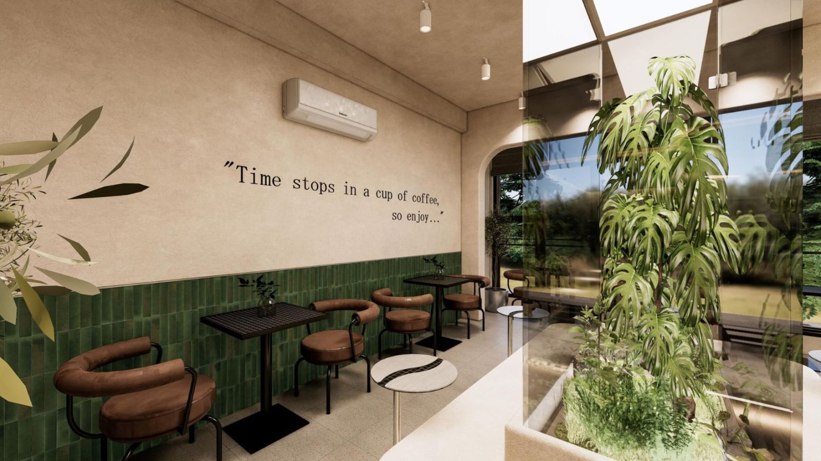 ​ Thiết kế không gian cafe lầu 1  Click and drag to move ​