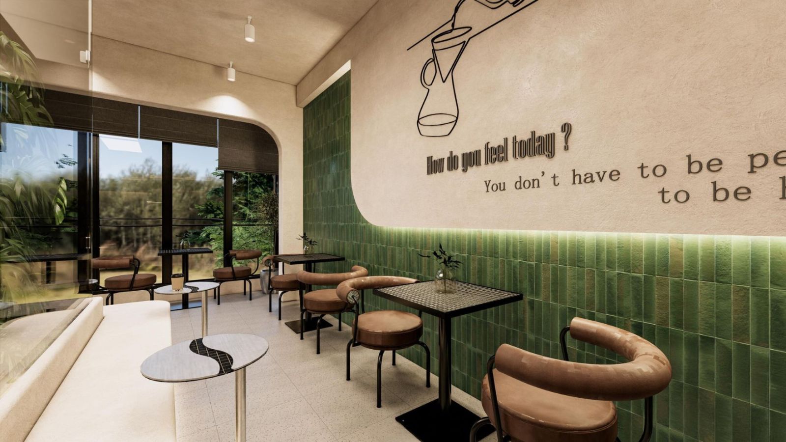 ​ Thiết kế không gian cafe lầu 1  Click and drag to move ​